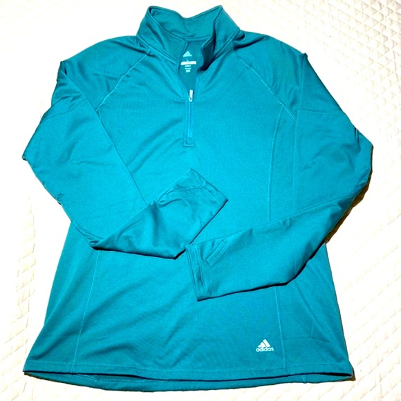 Adidas Golf 1/4 Zip Pullover. Green. Large. Like New. Thumb Holes. - Picture 1 of 6